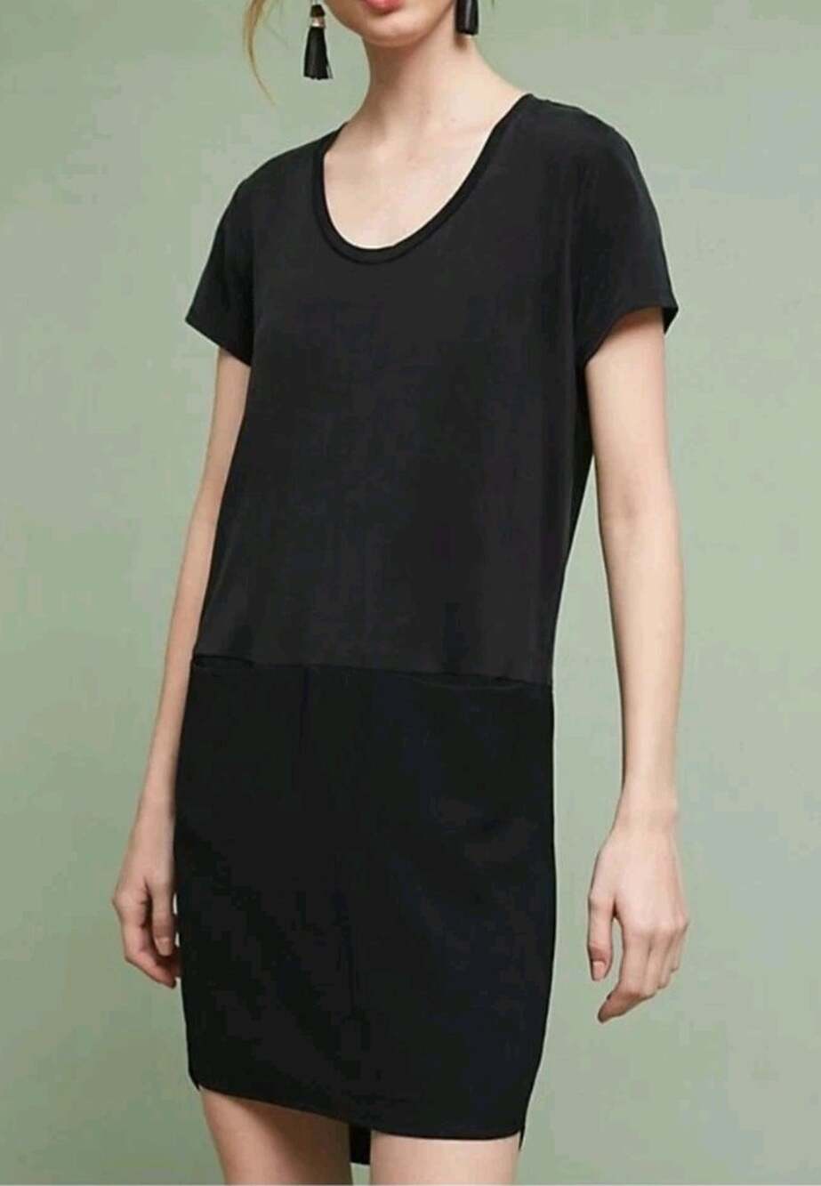 ANTHROPOLOGIE Dolan Left Coast Loren Shift Tunic Tee Dress Black XS